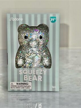 J’adore Squeezy Bear Toy - Silver Glitter